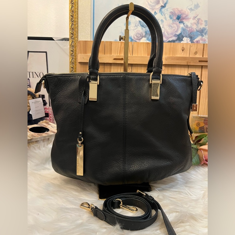 Vince Camuto Leather Handbag with Detachable Strap for Crossbody